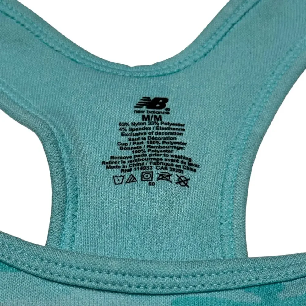 NB New Balance Medium Support Racerback Sports Bra Aquamarius Medium